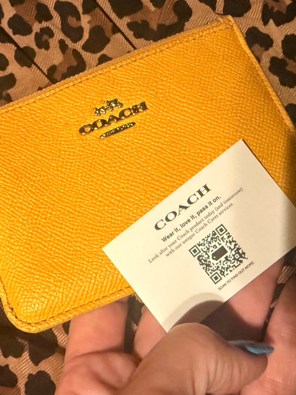 Coach Yellow Saffiano Card Wallet with Gold Logo